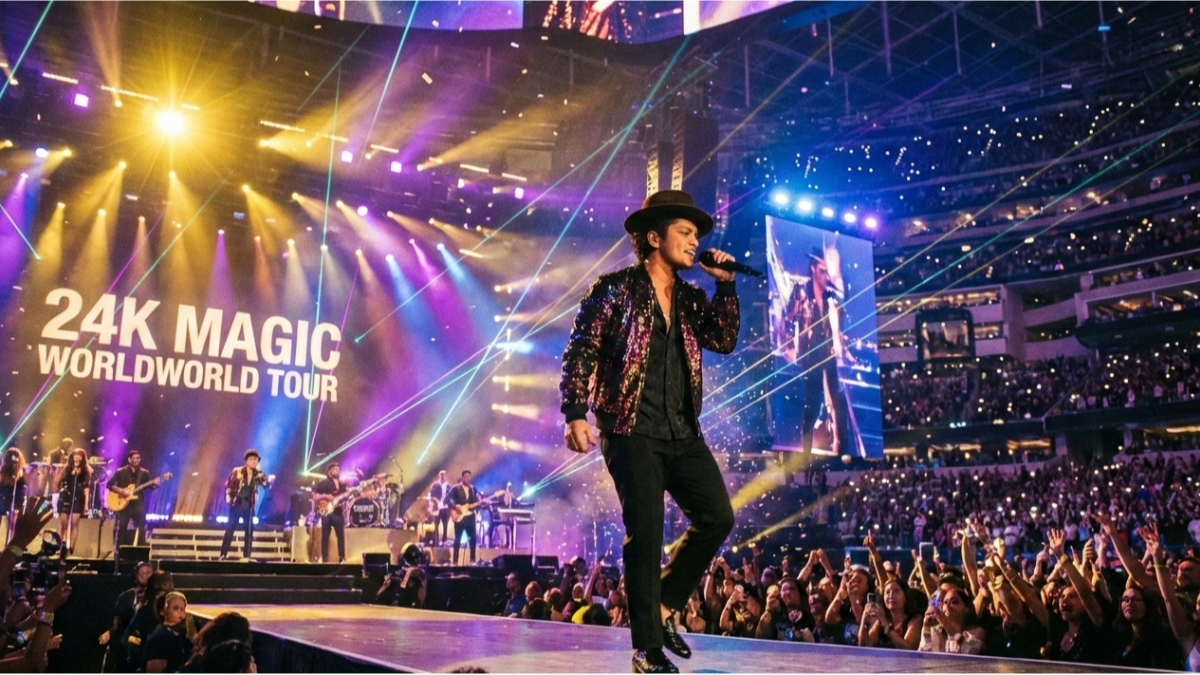 Backstage food setup during a music tour